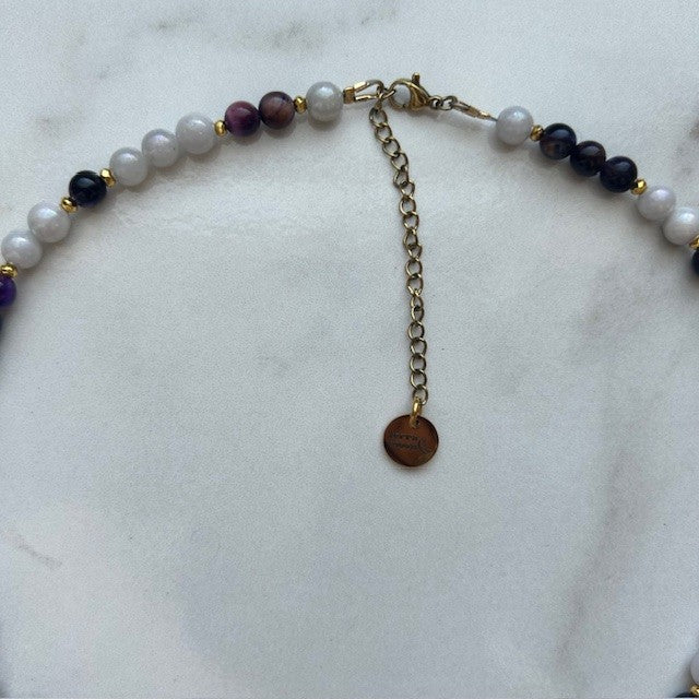 full moon • gemstone beaded necklace