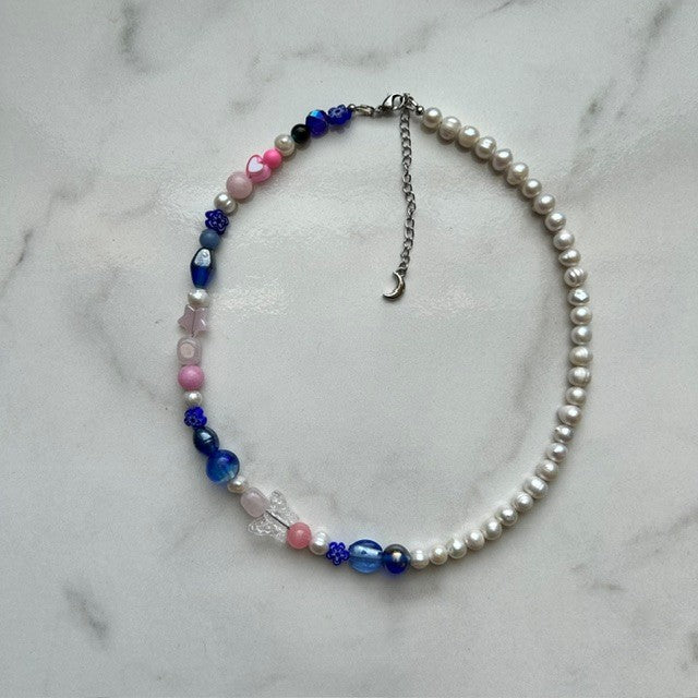 elliot • half beaded half pearl necklace