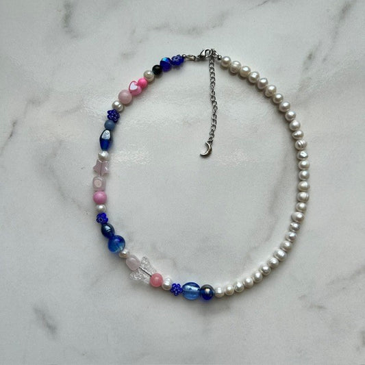 elliot • half beaded half pearl necklace