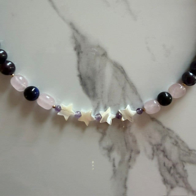 spinning out • half beaded half pearl necklace