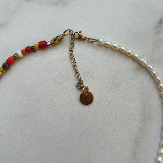 summer • half pearl half beaded necklace