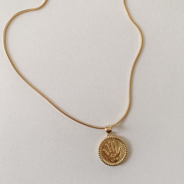 harper  • hamsa coin dainty gold plated necklace