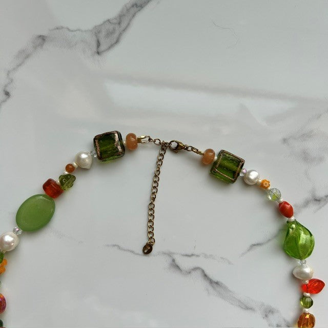 squash goals • lampwork pumpkin beaded necklace