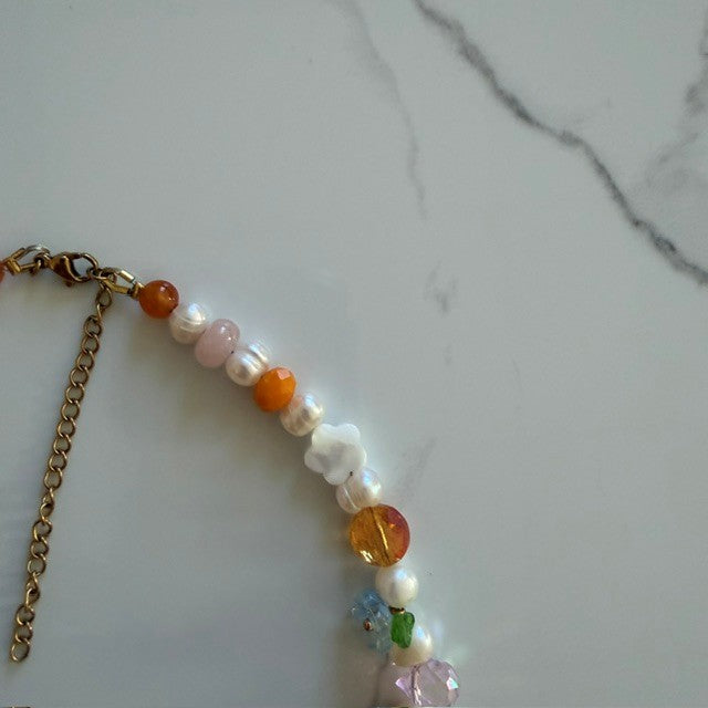 hello sunshine • half beaded half pearl necklace