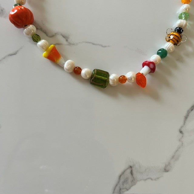 the bee’s knees • half beaded half pearl necklace