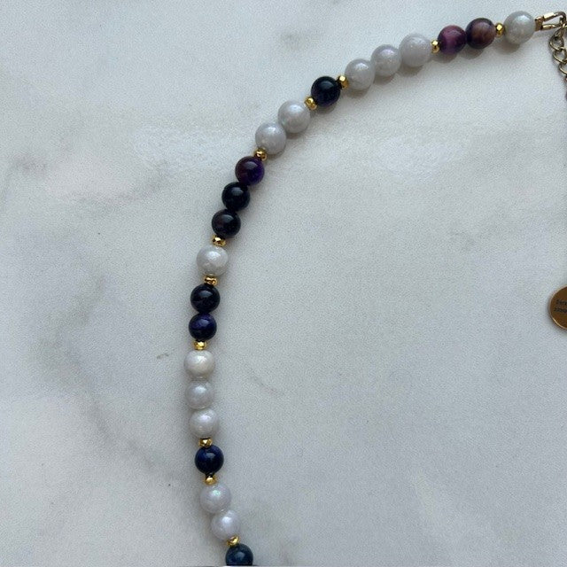 full moon • gemstone beaded necklace