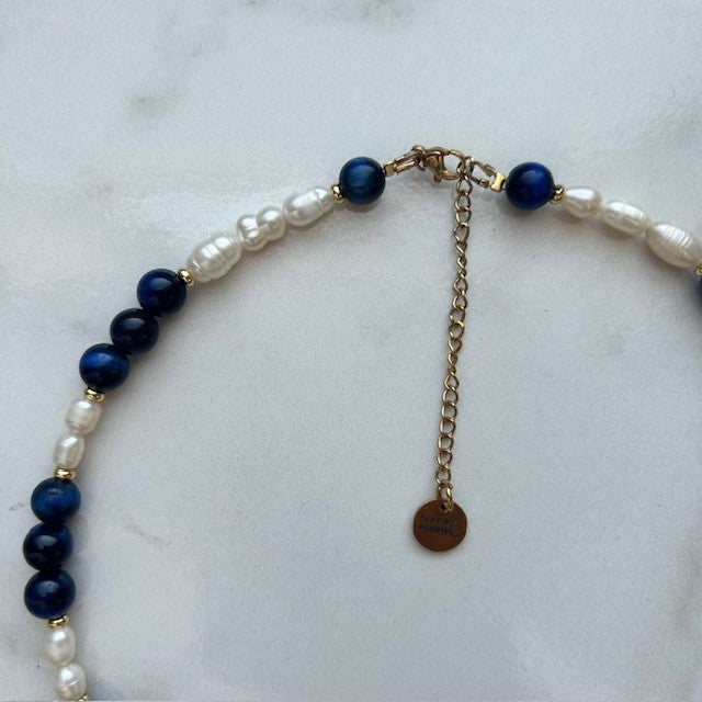 luna • half pearl half gemstone necklace