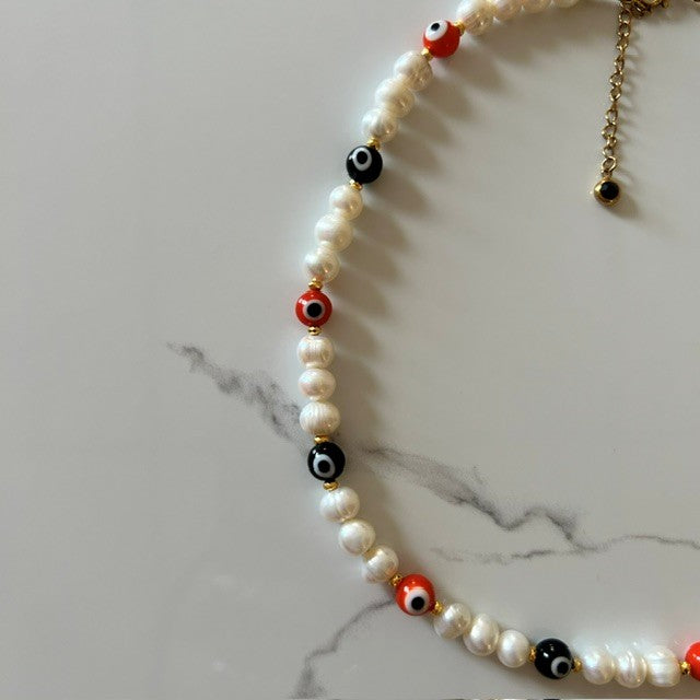 clementine • evil eye pearl choker