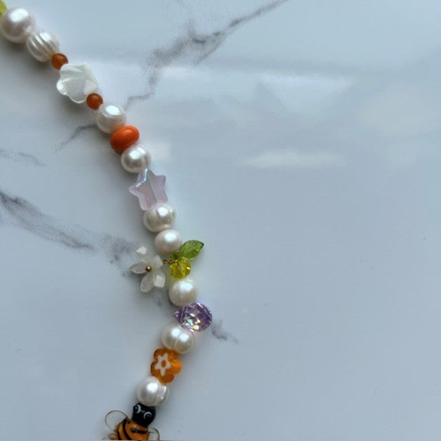 from the orchard • lampwork harvest beaded pearl necklace