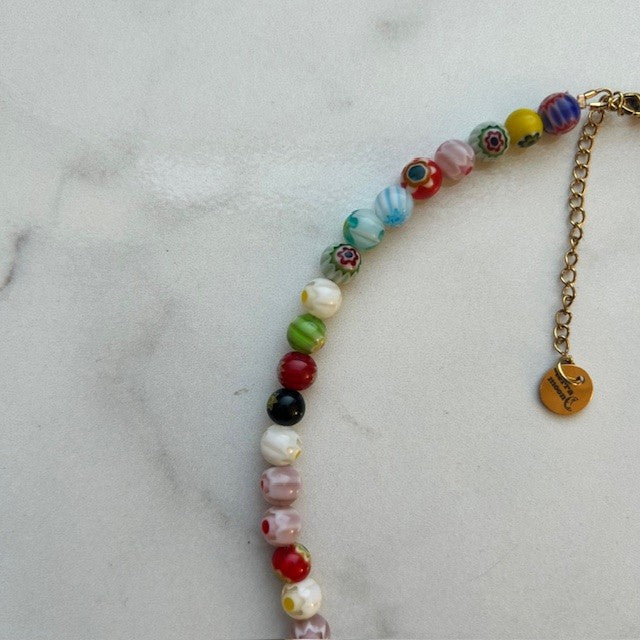 esther • half pearl half millefiore beads