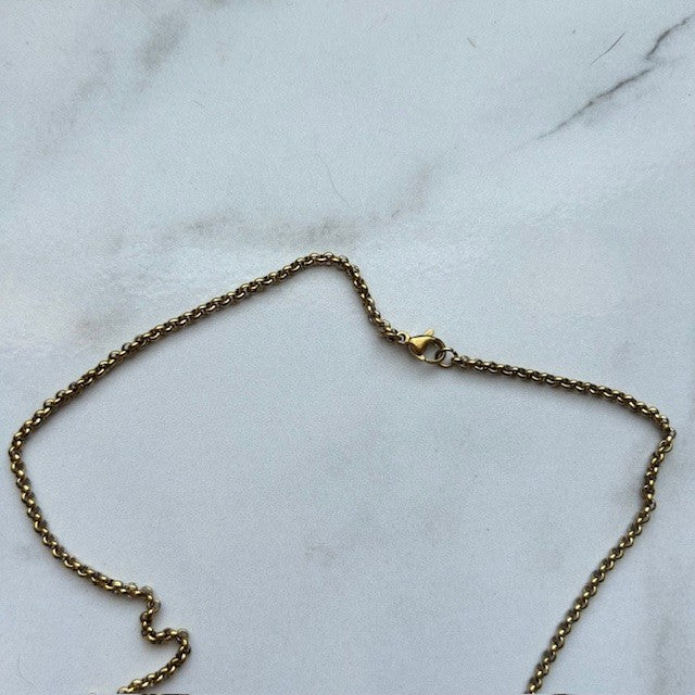 sage • gold plated stainless steel rolo chain