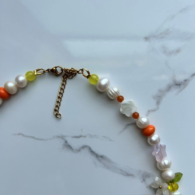 from the orchard • lampwork harvest beaded pearl necklace