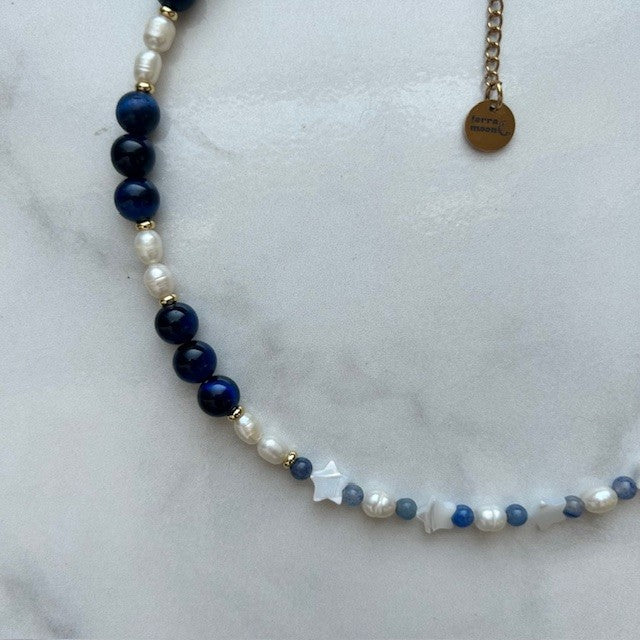 luna • half pearl half gemstone necklace