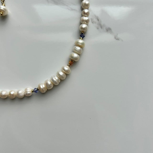 batty boop • half beaded half pearl necklace