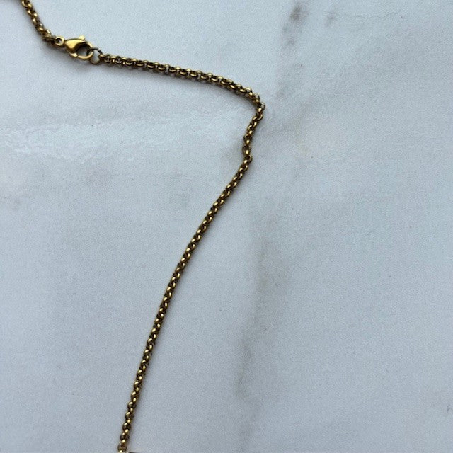 sage • gold plated stainless steel rolo chain