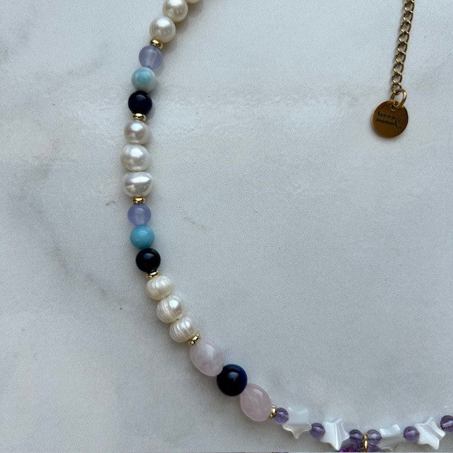 galaxy • half crystal half beaded necklace