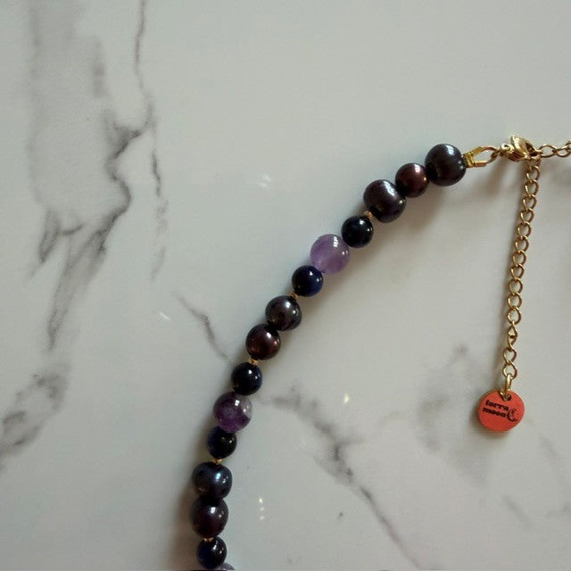 spinning out • half beaded half pearl necklace
