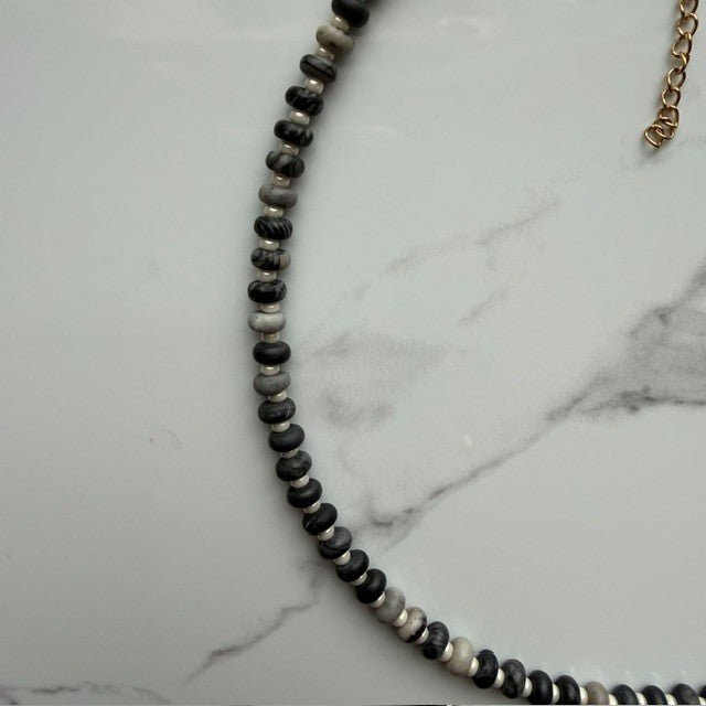 the void • black network beaded necklace