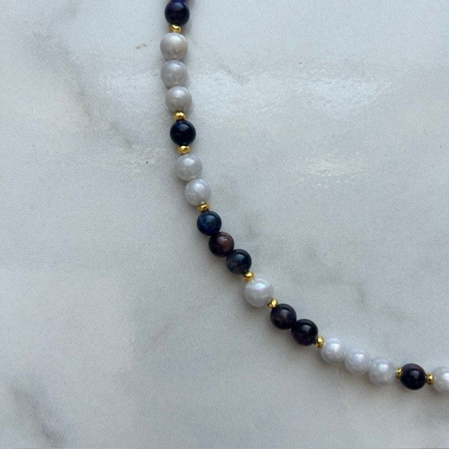 full moon • gemstone beaded necklace