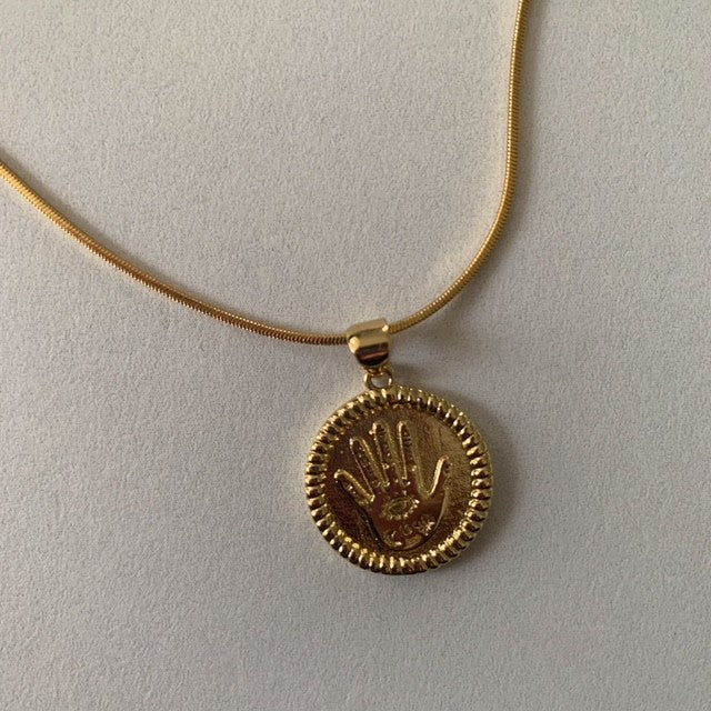 harper  • hamsa coin dainty gold plated necklace