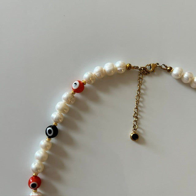 clementine • evil eye pearl choker