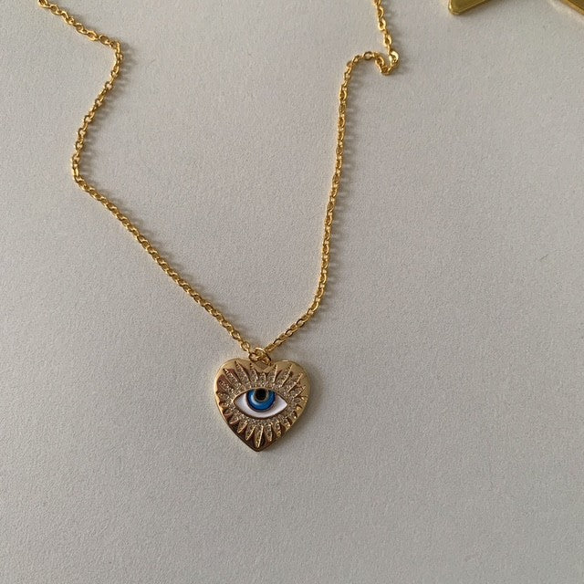 zoey • evil eye heart dainty gold filled necklace