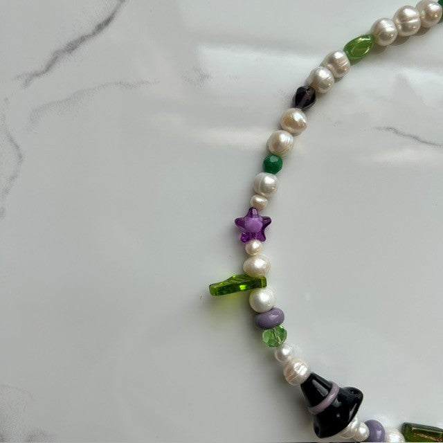 double trouble • half beaded half pearl necklace