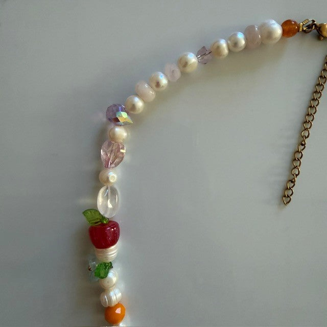 hello sunshine • half beaded half pearl necklace