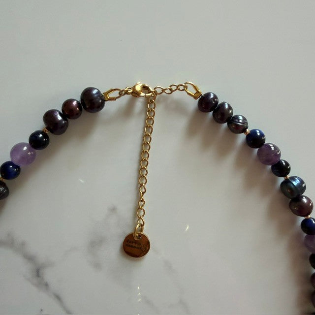 spinning out • half beaded half pearl necklace
