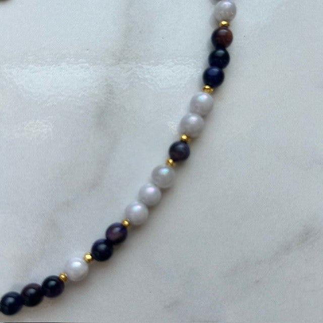 full moon • gemstone beaded necklace