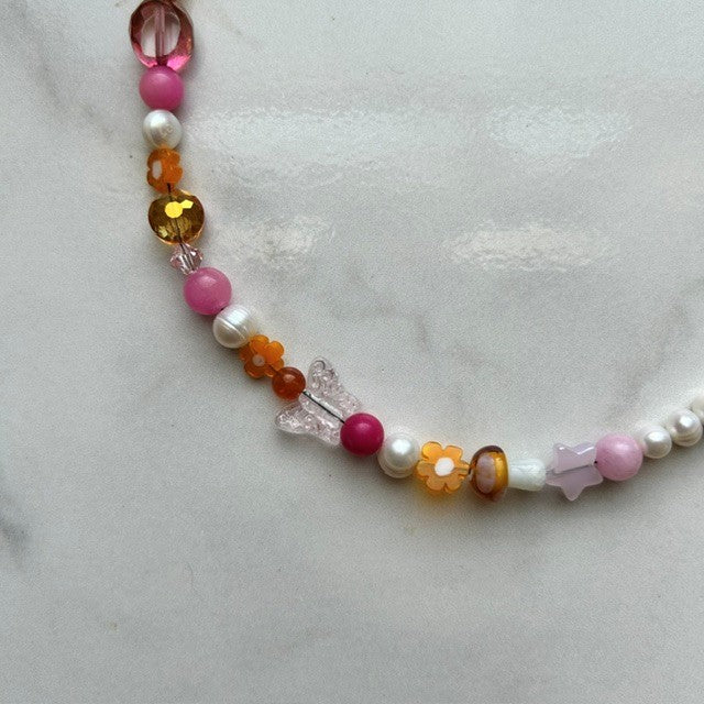 a friend of mildred's • half beaded half pearl necklace