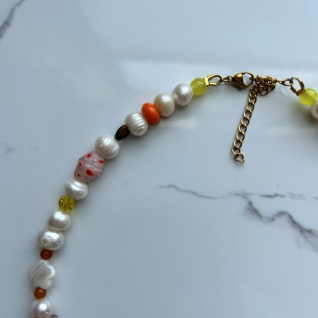 from the orchard • lampwork harvest beaded pearl necklace