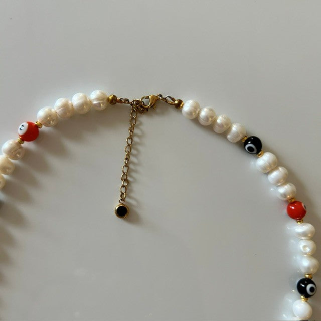clementine • evil eye pearl choker