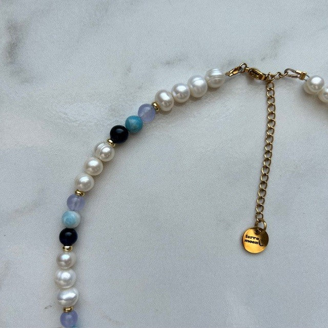 galaxy • half crystal half beaded necklace