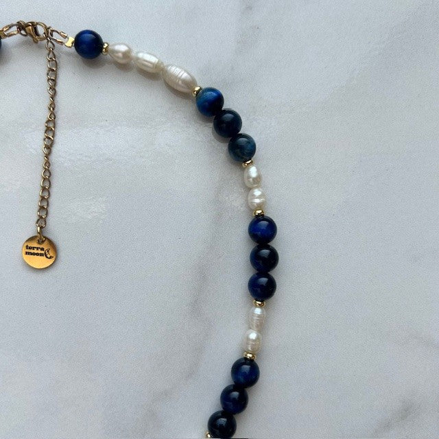 luna • half pearl half gemstone necklace