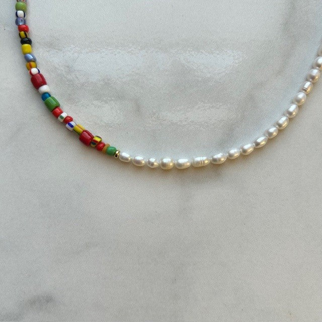 summer • half pearl half beaded necklace