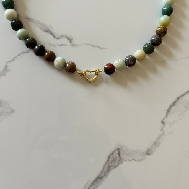 virgo • jasper & amazonite beaded necklace