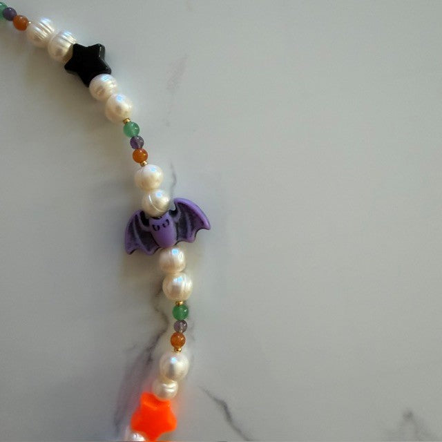 great pumpkin • half beaded half pearl choker