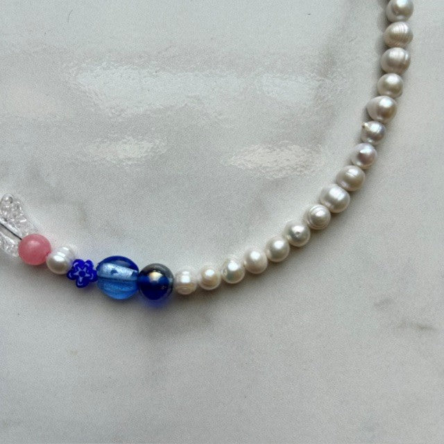elliot • half beaded half pearl necklace