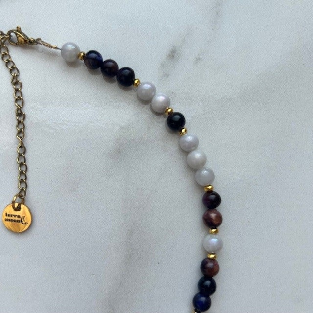 full moon • gemstone beaded necklace