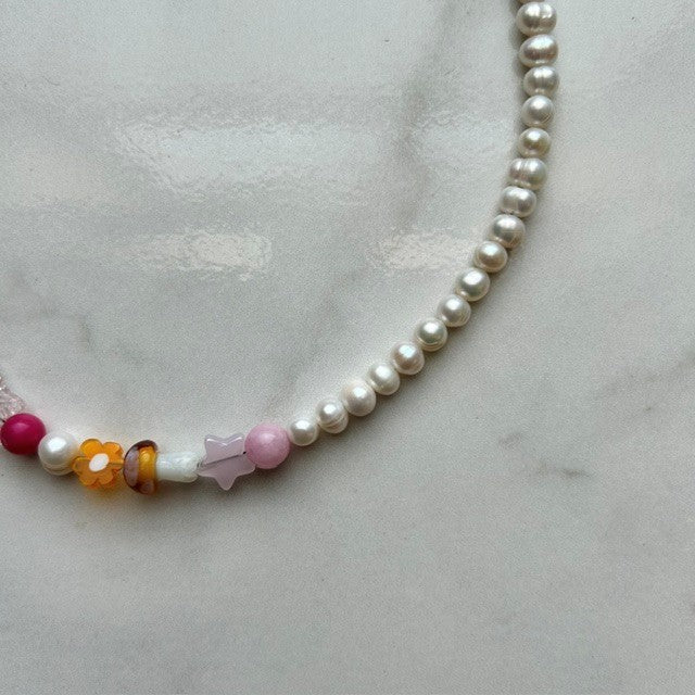 a friend of mildred's • half beaded half pearl necklace