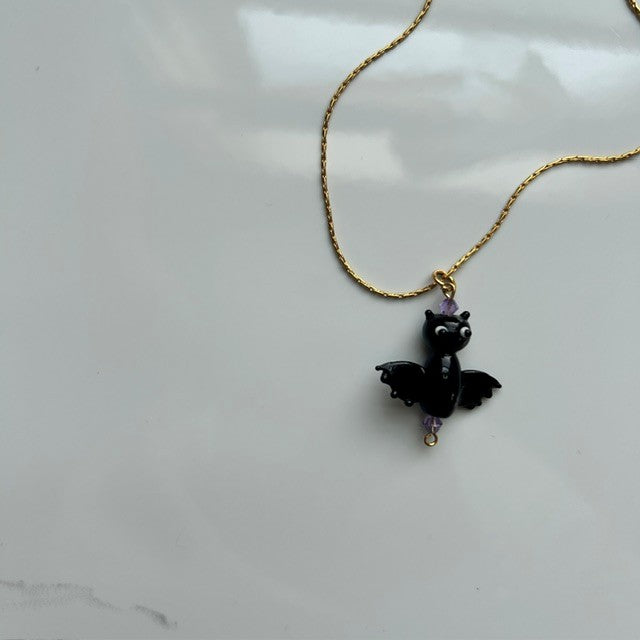 going batty • gold snake chain bat pendant necklace