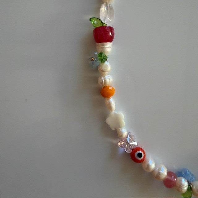 hello sunshine • half beaded half pearl necklace