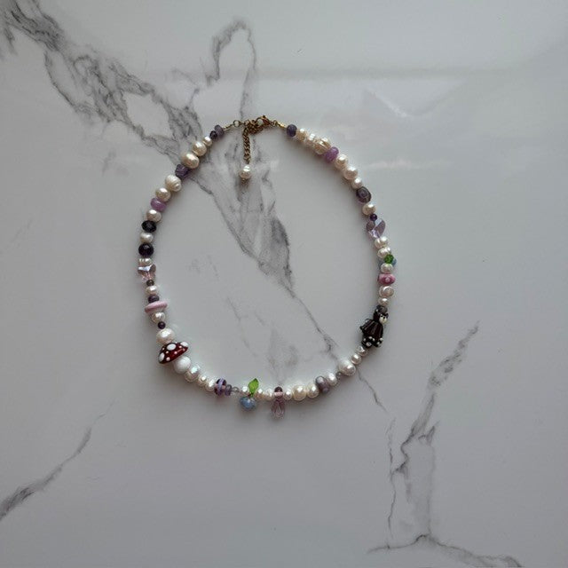 forager • half beaded half pearl necklace