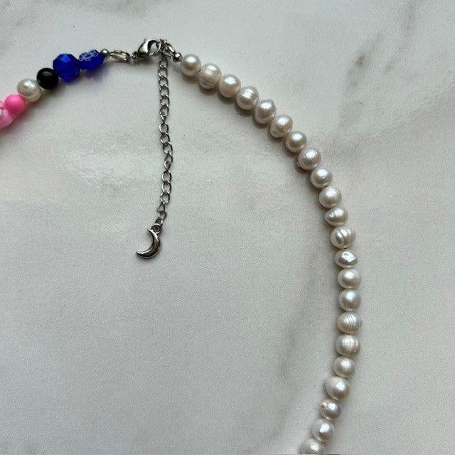 elliot • half beaded half pearl necklace