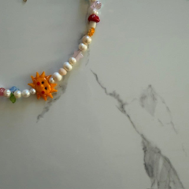 hello sunshine • half beaded half pearl necklace