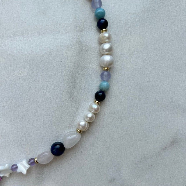 galaxy • half crystal half beaded necklace