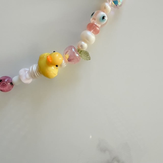 rubber ducky • half beaded half pearl necklace