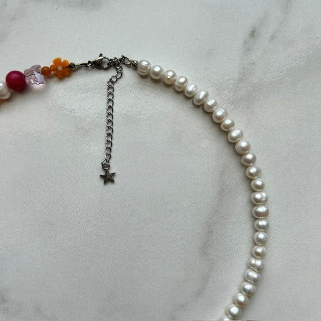 a friend of mildred's • half beaded half pearl necklace