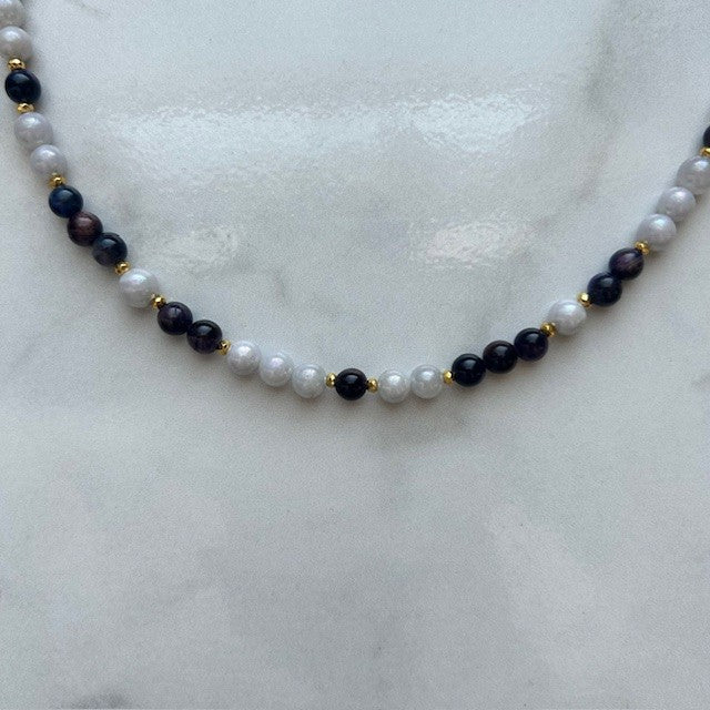 full moon • gemstone beaded necklace
